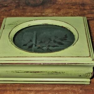 Wooden Jewelry Box ~ Keepsake Box ~ Beautiful Repurposed Lime Green